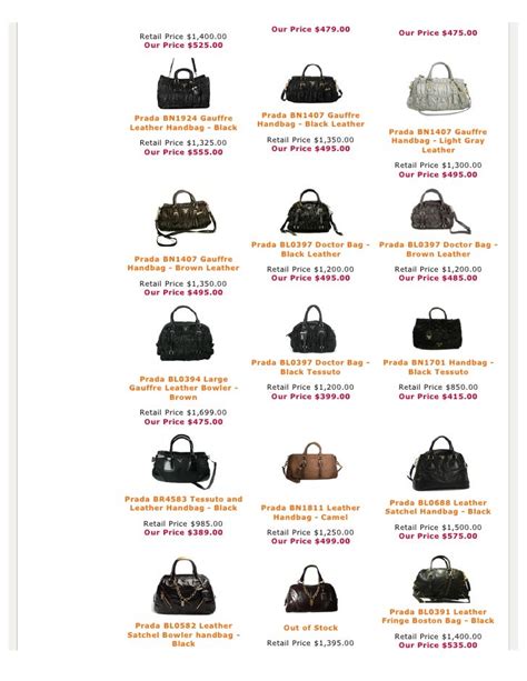 prada price list australia